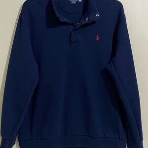Polo by Ralph Lauren Navy Crewneck Pullover with White Logo Print